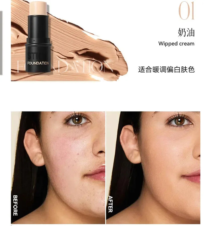 Matte Concealer Stick Moisturizing Liquid Foundation Cover Acne Eye Dark Circle Modify Skin Tone