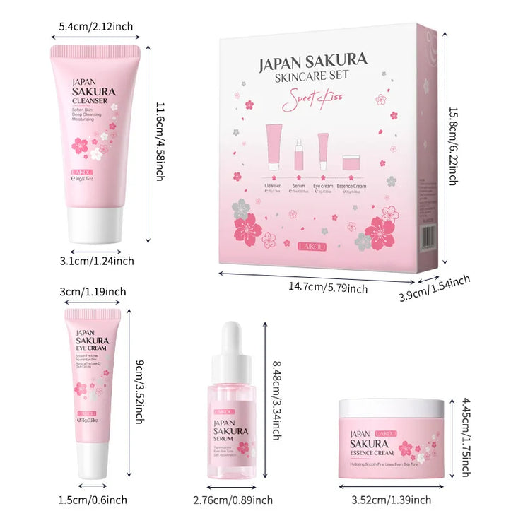 LAIKOU Sakura Skin Care Set Facial Cleanser Face Cream Essence Facial  Eye Cream