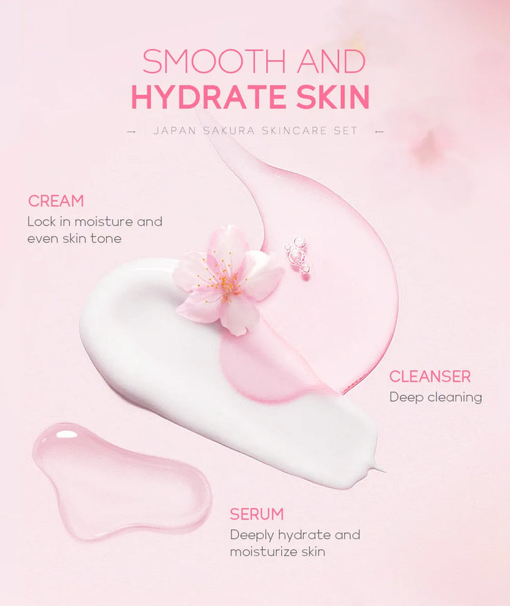LAIKOU Sakura Skin Care Set Facial Cleanser Face Cream Essence Facial  Eye Cream