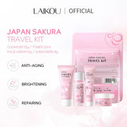 4pcs/Bag Sakura Skin Care Sets Facial Cleanser Face Face Toner Sunscreen Moisturizing