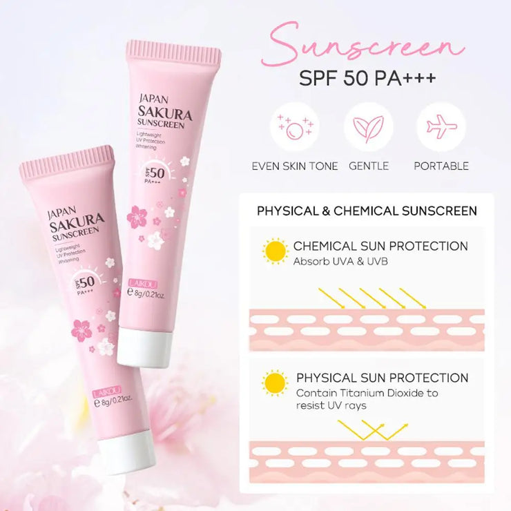 4pcs/Bag Sakura Skin Care Sets Facial Cleanser Face Face Toner Sunscreen Moisturizing