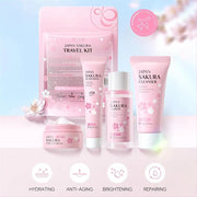 4pcs/Bag Sakura Skin Care Sets Facial Cleanser Face Face Toner Sunscreen Moisturizing