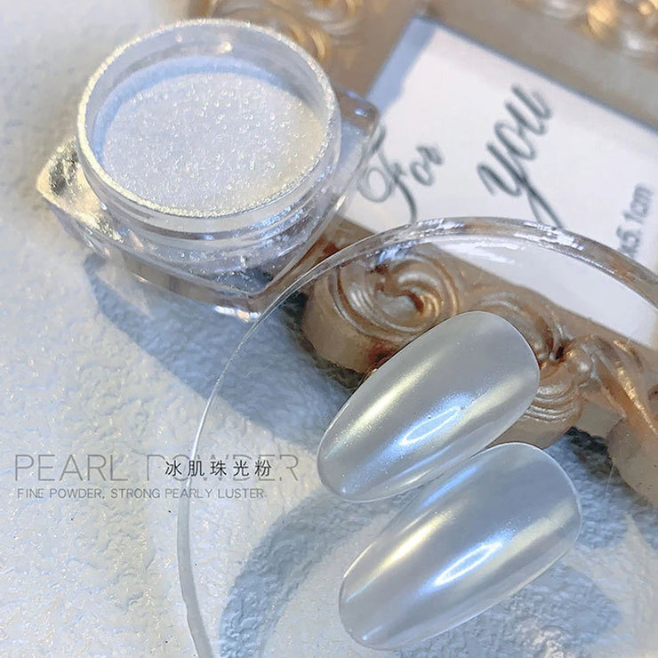 1Pcs Moonlight Chrome Powder Silver Pearl Shimmer Powder with Mirror Effect Pearl Effect Chrome