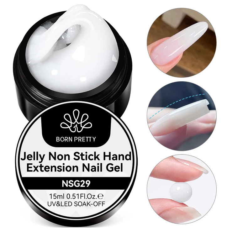 BORN PRETTY 15ml Jelly White Nude Non Stick Hand Solid Extension Nail Gel Polish