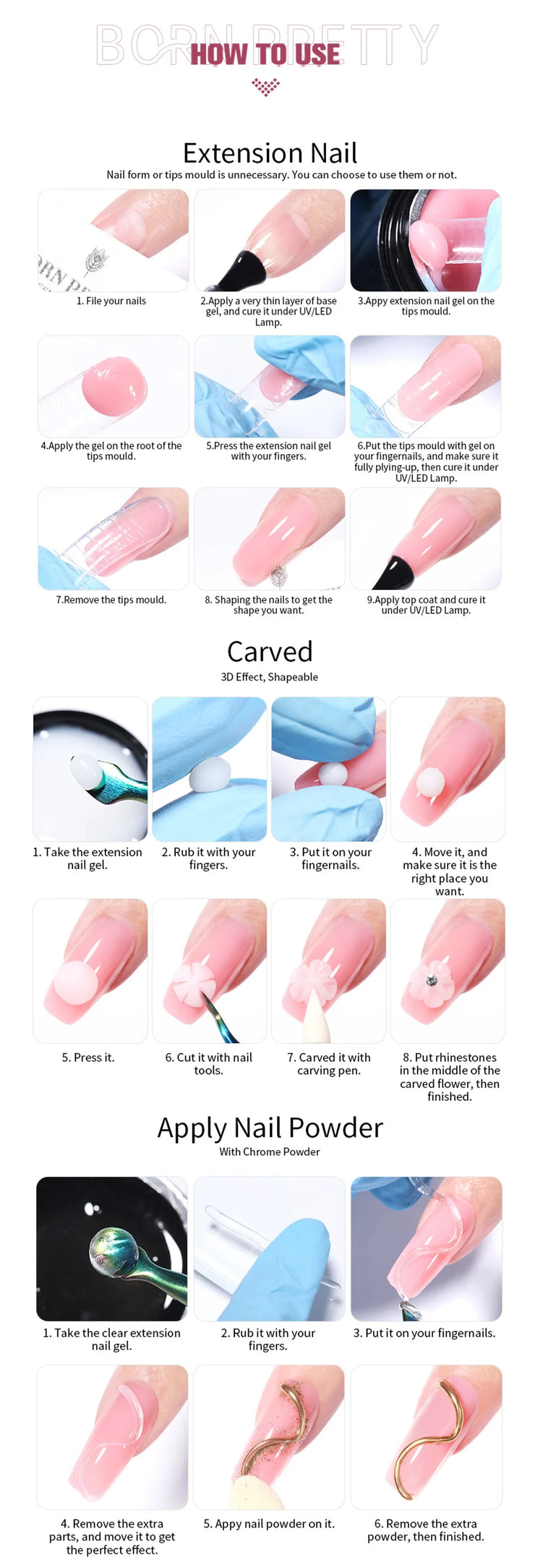 BORN PRETTY 15ml Jelly White Nude Non Stick Hand Solid Extension Nail Gel Polish