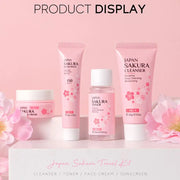 4pcs/Bag Sakura Skin Care Sets Facial Cleanser Face Face Toner Sunscreen Moisturizing