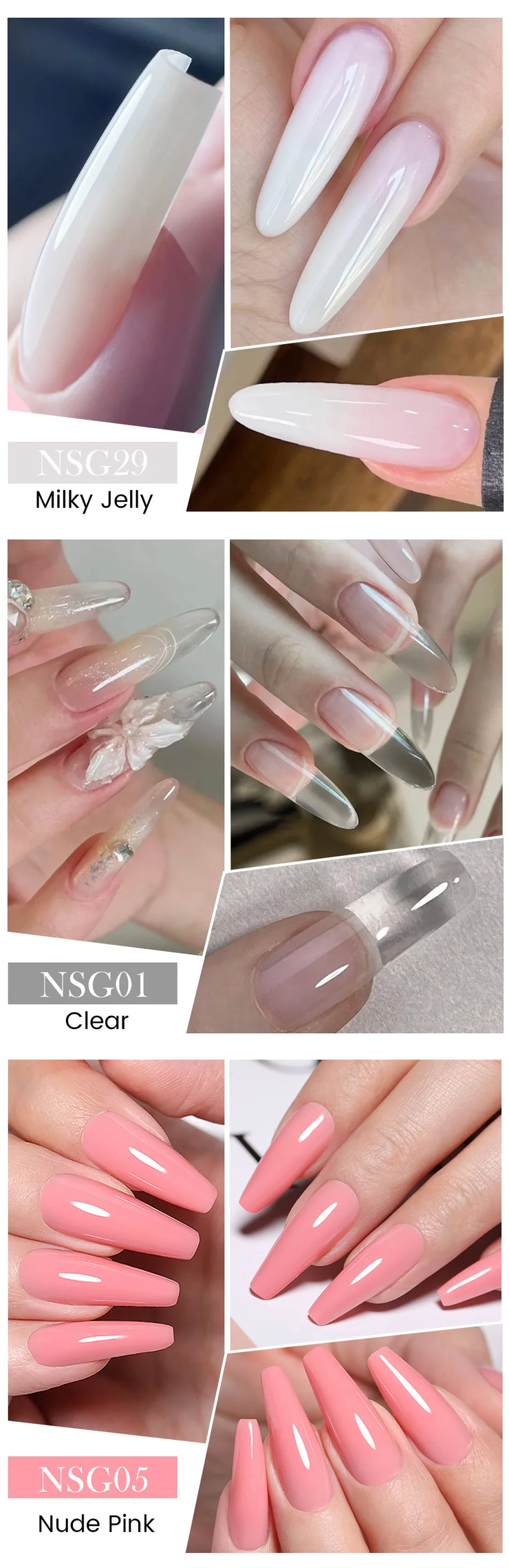 BORN PRETTY 15ml Jelly White Nude Non Stick Hand Solid Extension Nail Gel Polish