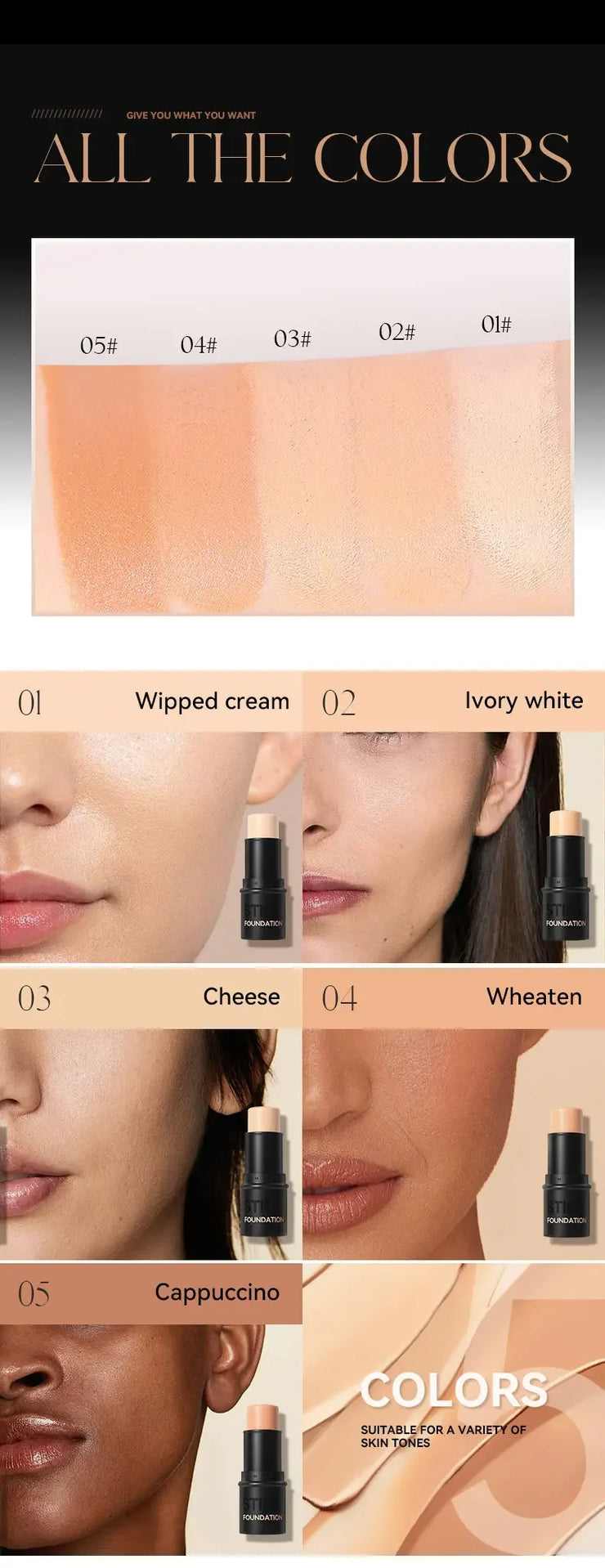 Matte Concealer Stick Moisturizing Liquid Foundation Cover Acne Eye Dark Circle Modify Skin Tone