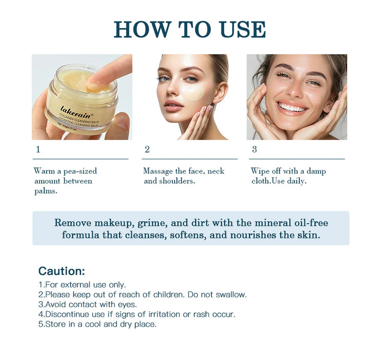 Pro-Collagen Cleansing Balm 3in1 Facial Cleanser For All Skin Types Soften Deep Cleanse