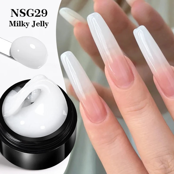 BORN PRETTY 15ml Jelly White Nude Non Stick Hand Solid Extension Nail Gel Polish